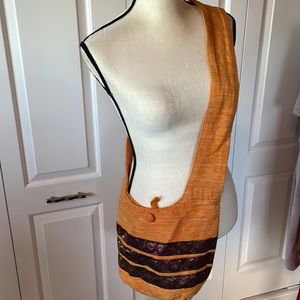 Orange BOHO Crossbody Bag w/button closure, lined